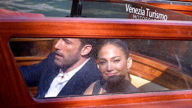 Jennifer Lopez and Ben Affleck arrived at the film festival by water taxi on Friday evening Pic: AP 
